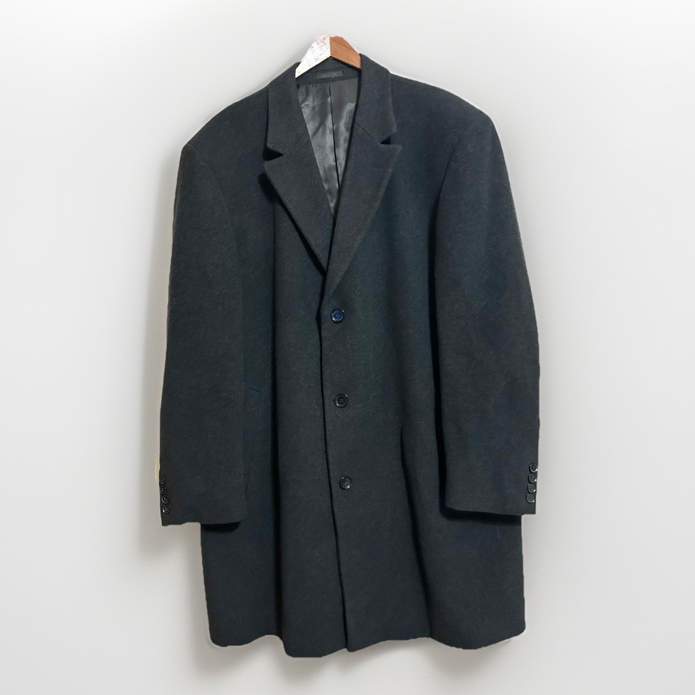 Calvin Klein Overcoat Men's Sz 46R Grey Wool & Cashmere Blend Button